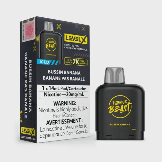 level-x-flavour-beast-iced-pod-14ml-bussin_-banana-7000-puffs-20mg Level X Flavour Beast Iced Pod 14mL Bussin' Banana 7000 Puffs 20mg